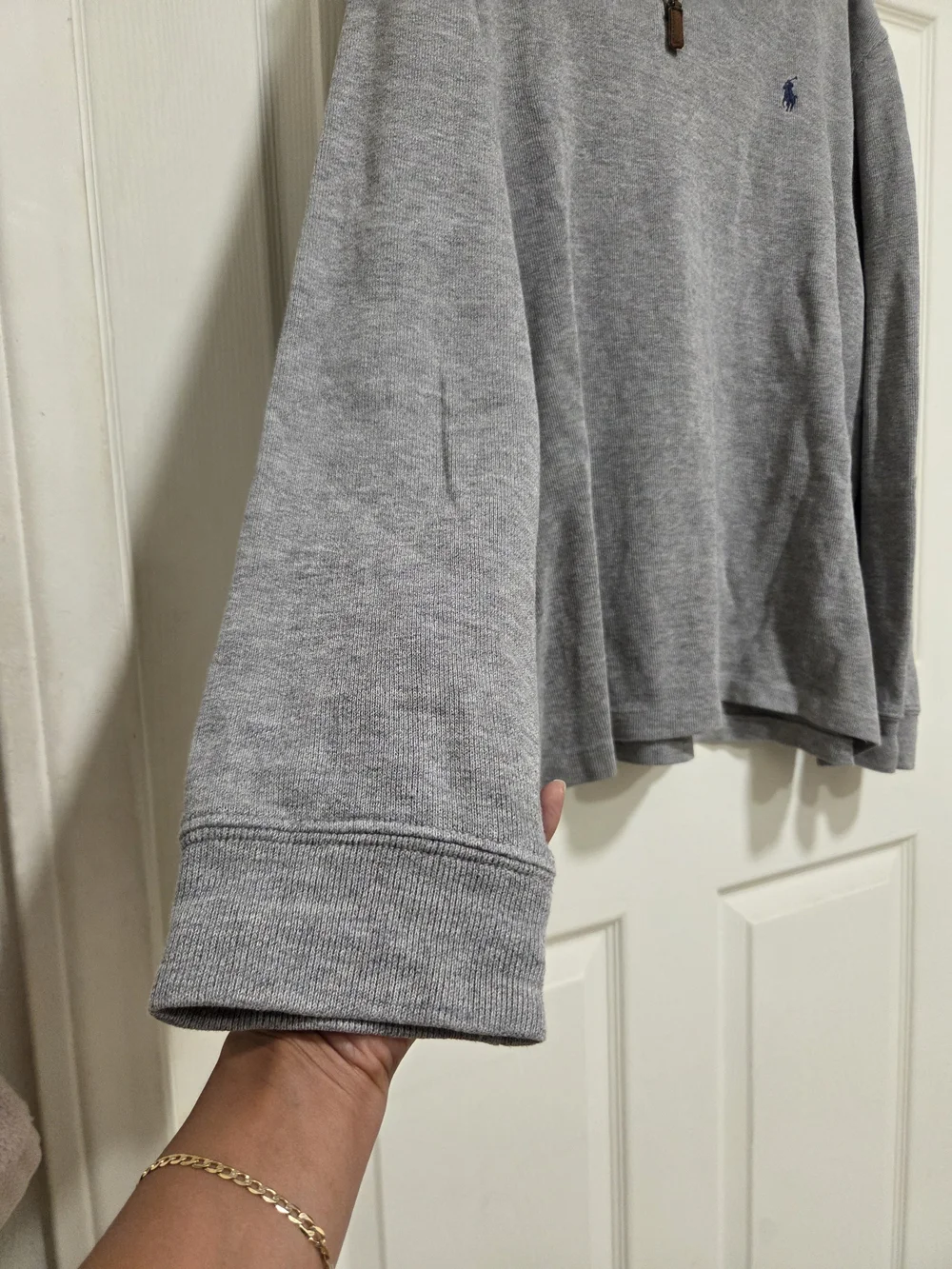 Polo Ralph Lauren Men's XL Grey Quarter-Zip Pullover Sweater 100% Cotton